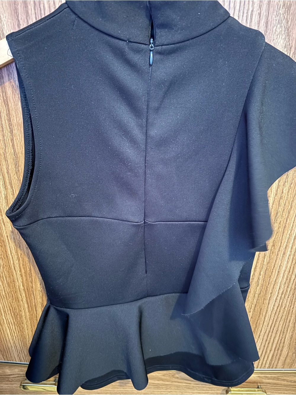 Asymmetrical Black Ruffle Peplum Top - Picture 8 of 9